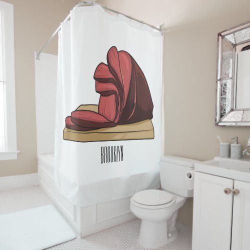 Ham cartoon illustration  shower curtain