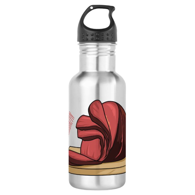 Ham cartoon illustration  stainless steel water bottle (Front)