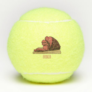 Ham cartoon illustration tennis balls