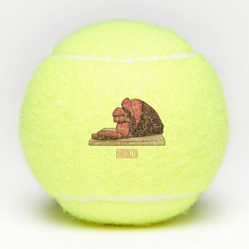 Ham cartoon illustration  tennis balls