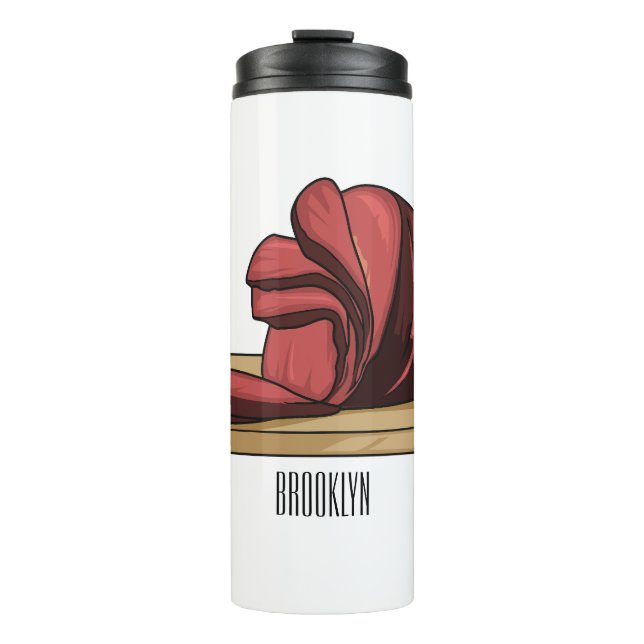 Ham cartoon illustration  thermal tumbler (Front)