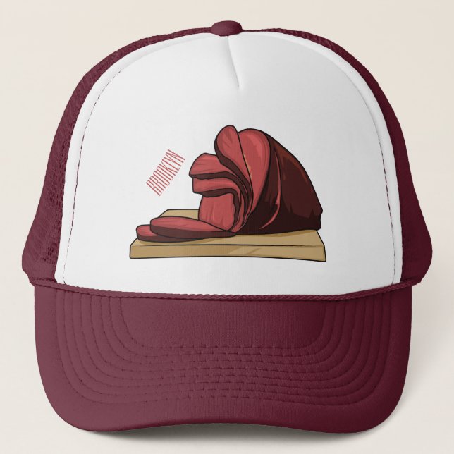 Ham cartoon illustration  trucker hat (Front)