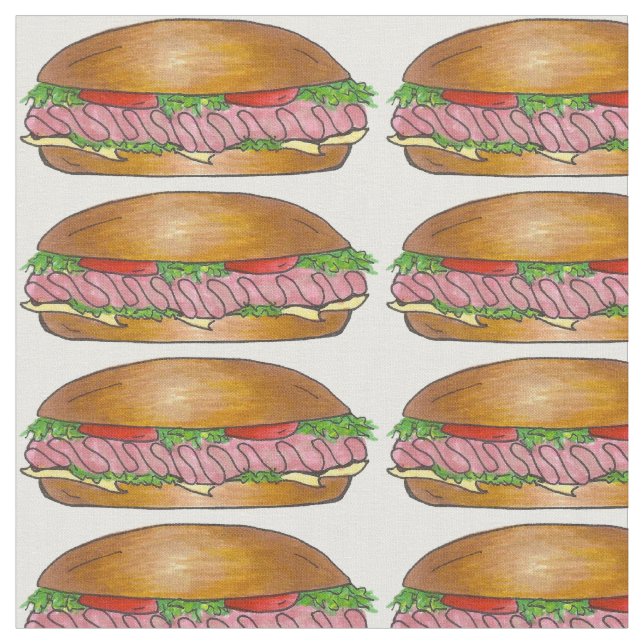 Ham Cheese Sub Hoagie Submarine Sandwich Fabric (Close Up)
