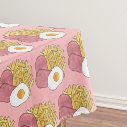 Ham Egg and Chips British Cuisine Pub Food Cooking Tablecloth