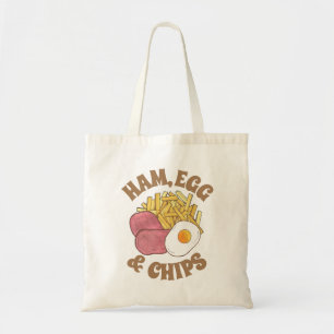 Ham Egg and Chips British Cuisine Pub Food Cooking Tote Bag