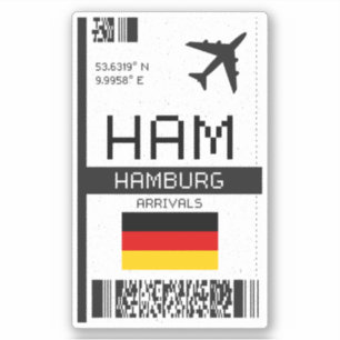 HAM Hamburg Boarding Pass - Germany Travel Sticker