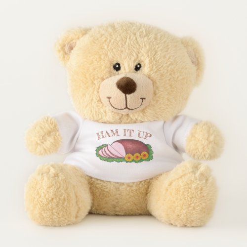 Ham it Up Funny Christmas Easter Holiday Food Pink Teddy Bear