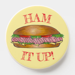 Ham It Up! Funny Food Puns Submarine Sub Sandwich PopSocket