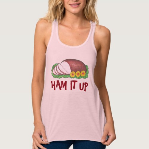 Ham It Up Funny Pink Christmas Holiday Dinner Tank Top