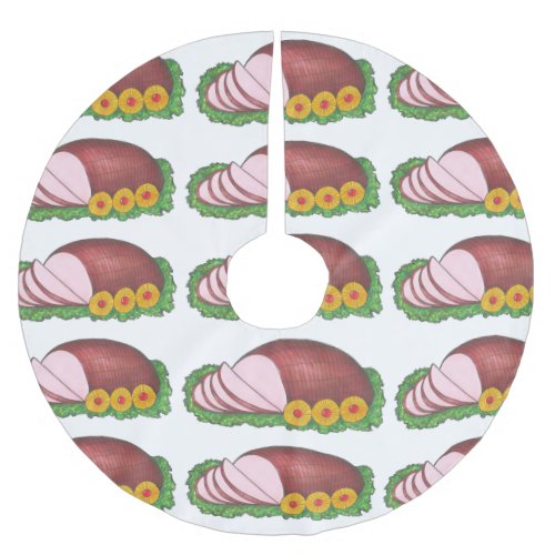 HAM IT UP Glazed Holiday Ham Christmas Dinner Brushed Polyester Tree Skirt