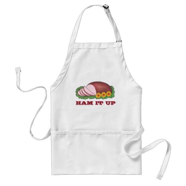 HAM IT UP Holiday Ham Christmas Easter Dinner Meat Adult Apron (Front)
