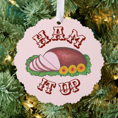 Ham It Up Pink Glazed Easter Christmas Holiday Ornament Card