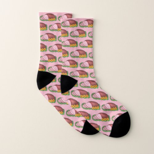 Ham It Up Pink Glazed Easter Christmas Holiday Socks