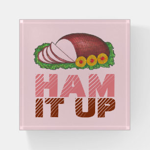 Ham It Up Sliced Glazed Pink Holiday Ham Dinner Paperweight