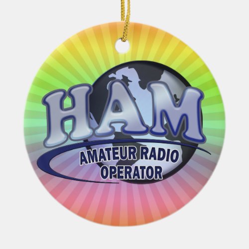 HAM LOGO BLUE AMATEUR RADIO OPERATOR CERAMIC ORNAMENT