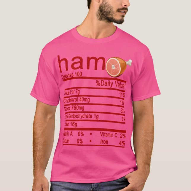 ham Nutrition Facts Funny Thanksgiving T-Shirt (Front)