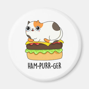 Ham-Purr-Ger Funny Cat Hamburger Pun  Magnet