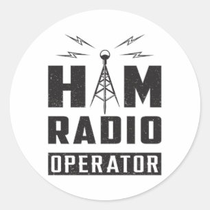 HAM Radio Amateur Frequency Operator Antenna Gift Classic Round Sticker