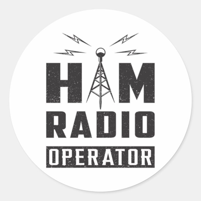 HAM Radio Amateur Frequency Operator Antenna Gift Classic Round Sticker (Front)