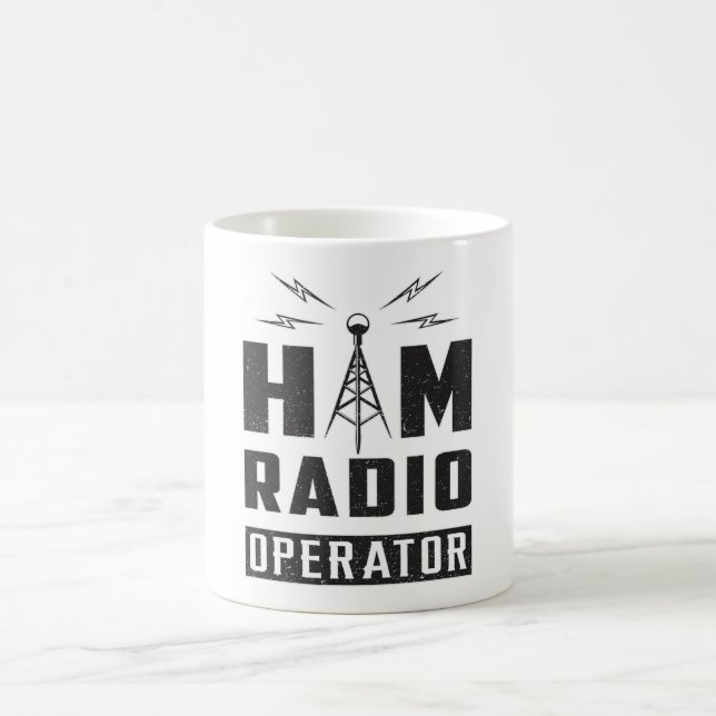 HAM Radio Amateur Frequency Operator Antenna Gift Coffee Mug (Center)