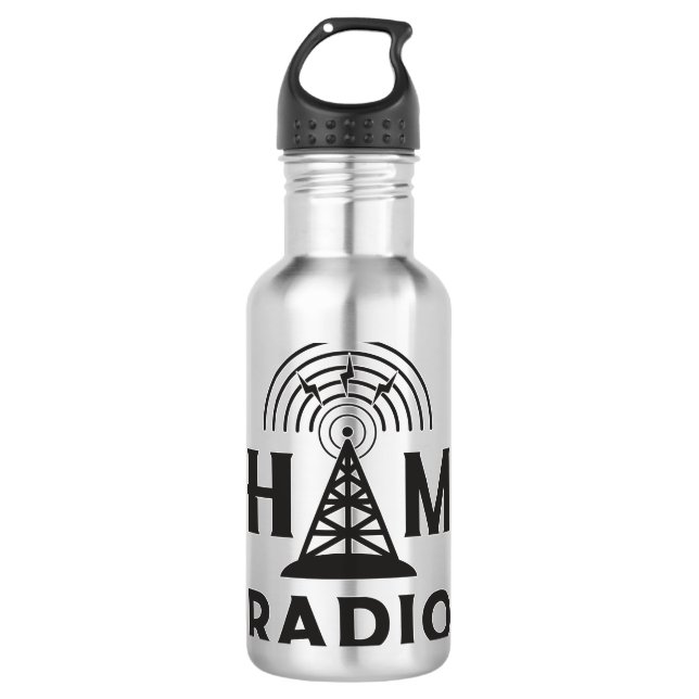 HAM Radio Amateur Operator Antenna Code Gift Idea Stainless Steel Water Bottle (Front)