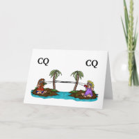 Ham Radio Anniversary Card Couple on Island