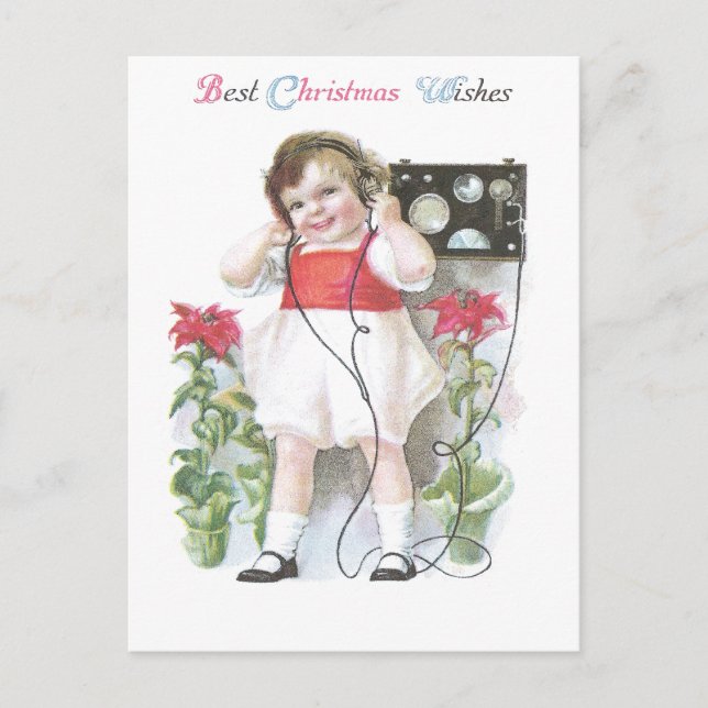 Ham Radio Antique Christmas Holiday Postcard (Front)