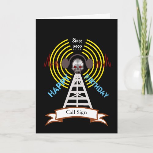 Ham Radio Biker Style Birthday Card  Customize It