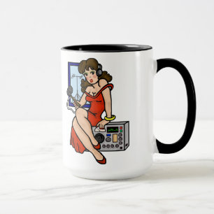 Ham Radio Brunette Pin-up Girl Mug Customize It!
