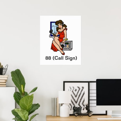 Ham Radio Brunette Pin Up Girl Poster Customize It Zazzle 