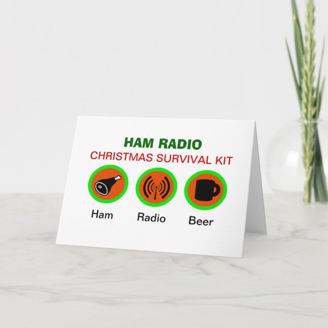 Ham Radio Christmas Survival Kit Greeting Card (Front)