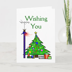 Ham Radio Christmas Tree Greeting Card