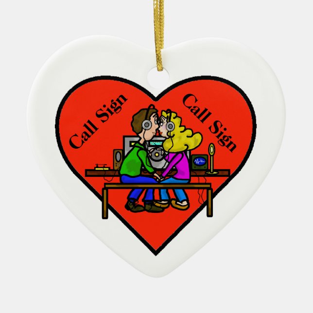 Ham Radio Couple Christmas Ornament Customize It! (Front)