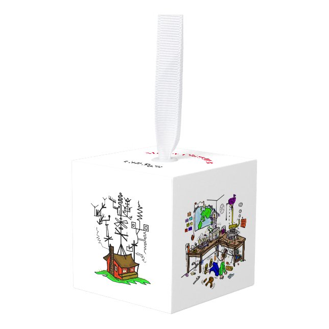 Ham Radio Cube Christmas Ornament (Front Angled)