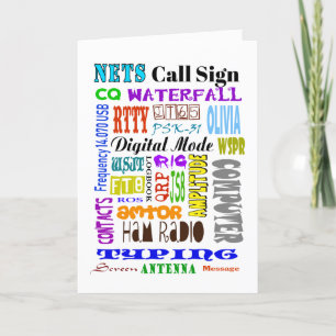 Ham Radio Digital Word Collage Greeting Card