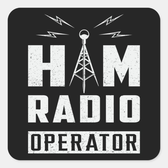 HAM Radio Frequency Operator Antenna Amateur Gift Square Sticker (Front)