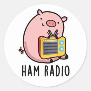Ham Radio Funny Pig Pun Classic Round Sticker