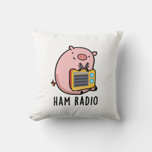 Ham Radio Funny Pig Pun Throw Pillow