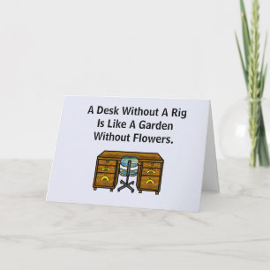 Ham Radio Get Well Card With Empty Desk & Rig