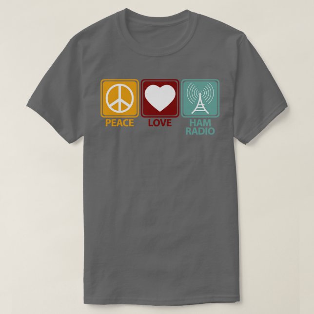 Ham Radio Girl Peace Love T-Shirt (Design Front)