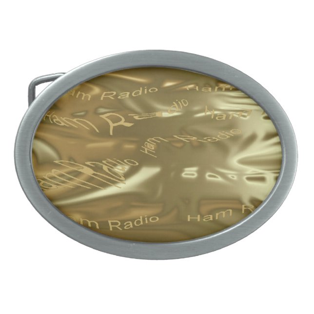 Ham Radio Gold Metallic-look Belt Buckle (Front)