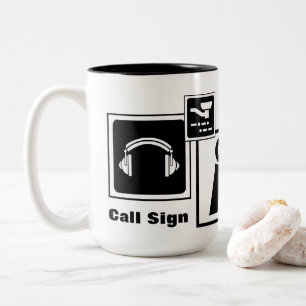 Ham Radio Icons Mug  Customize Call Sign