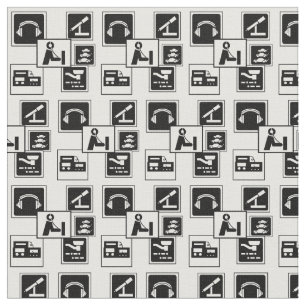 Ham Radio Icons Tiled Fabric