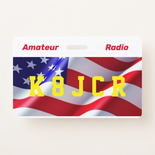 Ham Radio ID Badge wAmerican Flag