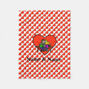 Ham Radio Kissing Couple Fleece Blanket  Customize