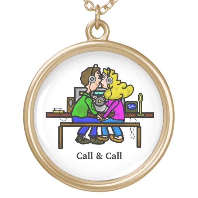 Ham Radio Kissing Couple Necklace Customize It! (Front)