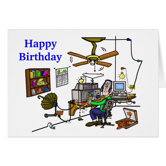 Ham Radio "Man Cave" Birthday Card  Customize It