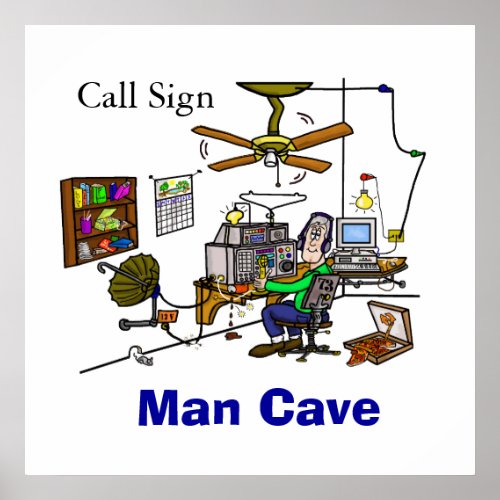 Ham Radio Man Cave Shack Poster