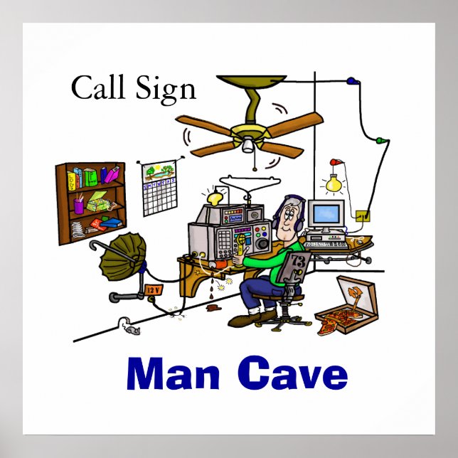 Ham Radio Man Cave Shack Poster (Front)