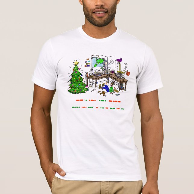Ham Radio Morse Code Operator Christmas T-shirt (Front)